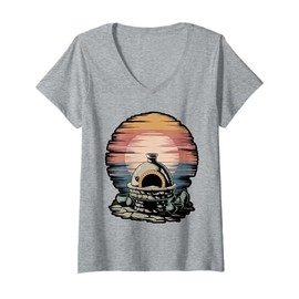 Womens Vintage Pottery Kiln Ceramics Art Teacher Pottery Lover V-Neck T-Shirt