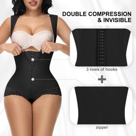 M MYODRESS Fajas Moldeadoras de Cintura y Abdomen Stage 2 Lipo 360 High Compression Garment Bbl Waist Cincher Shapewear Bodysuit Tummy Tuck Post Surgery Postpartum Full Body Shaper Curvy Faja Black L