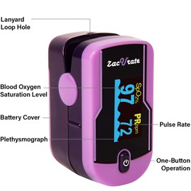 Zacurate FSA/HSA Eligible 500E Premium Fingertip Pulse Oximeter Oximetry Blood Oxygen Saturation Monitor with Silicon Cover, Batteries and Lanyard (Mystic Purple)