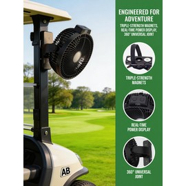 8-inch Magnetic Golf Cart Fan with Heavy-Duty Strap, 12000mAH Battery Operated Fan with Dual-Magnet, Bright Lighting, Compatible with EZGO Club Car Yamaha, Golf Cart Accessories, Golf Gift 2026