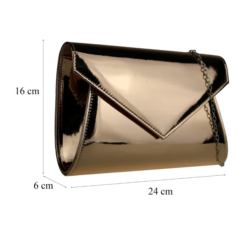 Girly HandBags Glossy Plain Clutch Bag -- Champagne