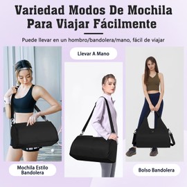 Yoga Maleta Deportiva Bolsa de Deporte Gym con Compartimento para Zapatos y Bosillo Impermeable, con Neceser y Funda para Zapatos, Bolsa de Viaje Impermeable Entrenamiento, Deporte, Yoga (Negro)