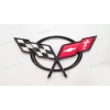 AUTO 1PC Black Rear Deck Lid Cross Flags Emblem Badge