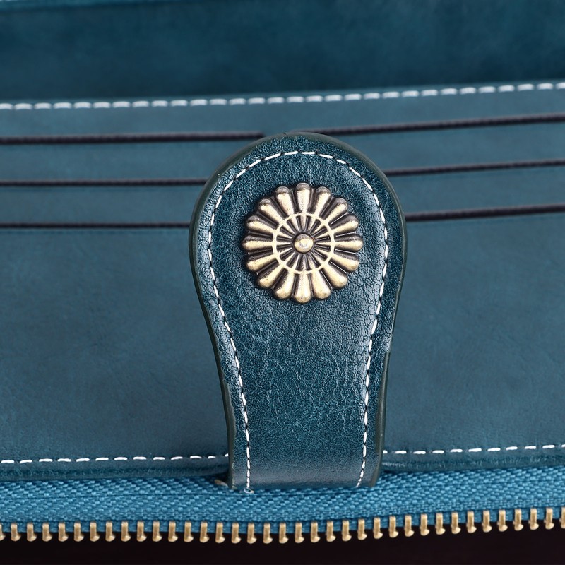 Women PU Leather Credit Card Holder Large Capacity Wallet Zipper