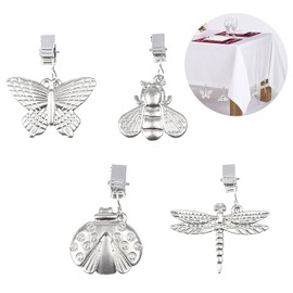 UFURMATE Table Clothes Weights, 4Pcs 4 Styles Zinc Alloy Vintage Tablecloth Weights Tablecloth Pendant with Metal Clip for Outdoor Garden Party Picnic Table Covers