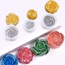 Woohome 3D Flower Silicone Molds, 5 PCS Rose Daisy Resin Moulds, Flower Resin Silicone Moulds, Flower Jewelry Epoxy Resin Molds for Home Decorations, Soap Candle Making