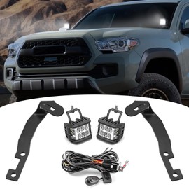 Wsays 2pcs 60W LED Light Pods & Ditch Hood Hinge LED Pod Mount Bracket w/Wiring Kit Compatible with Toyota Tacoma 2016-2023