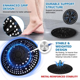 ZOOY Shower Drain Hair Catcher, 2 Pack 5.5 Inch Silicone Large Drain Cover, Bathroom Hair Drain Catcher, Flat Anti-Clog Hair Trap for Shower, Bathtub, Tub & Sink Hair Strainer(Dark Grey)