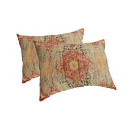 Geometric Boho King Pillow Cases Set of 2, Soft Breathable Pillow Covers with Envelope Closure Decorative Pillow Shams for Bed Sofa Couch Chair Rustic Bohemian Floral Tribal Orange 2 Pack 20"x36"