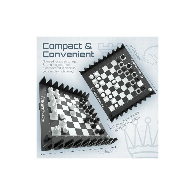 VENTUREBOARD XL Full-Size 10 Inches Magnetic Unique Chess Set Board