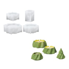 BOOWAN Nicole Stacking Christmas Tree Stackable Candle Vessels with Lid Silicone Molds, Modular Christmas Tree Candle Jar Silicone Moulds for Jesmonite Concrete Cement Gifts for Christmas