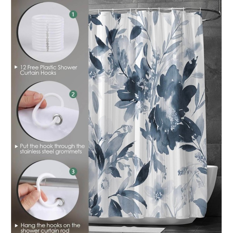 mefound Shower Curtain Waterproof & Mould Resistant Premium Hotel Quality