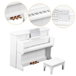 Toyvian 1 Set Mini Piano Stools Decor Doll House Tiny House Miniatures Miniature Piano Model Mini House Adornment Miniature House Piano Mini House Piano Ob11 Props Plastic White Furniture