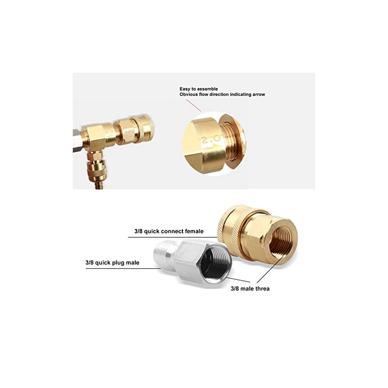 Chemical Injector, 5000PSI Brass Stainless Chemical Injector Kit Adjustable Downstream