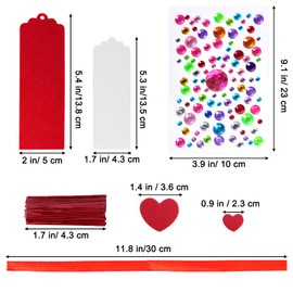 24 Sets Valentine's Day Decorations DIY Bookmarks Craft Kits Valentine Self Adhesive Heart Stickers for Kids Classroom Activity Reading Party Favors Gift Exchange
