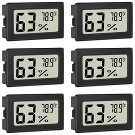 Humidity Meter Indoor Thermometer 6-Pack Mini Digital Thermometer Hygrometer Indoor Temperature Humidity Meters Gauge LCD Display Fahrenheit (℉) for Humidors, Greenhouse, Reptile Tank, Cellar, Closet
