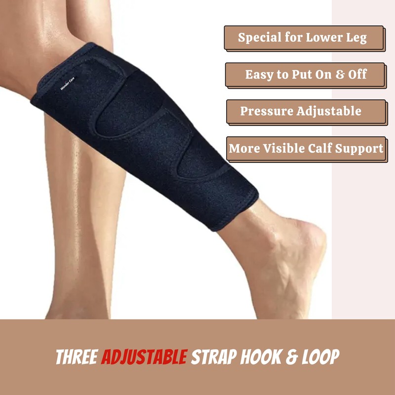 Wonder Care Calf Compression Sleeve, Adjustable Support Brace with 3