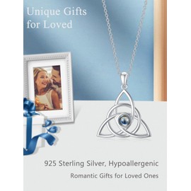 Dorunmo I Love You Necklace 100 Languages Projection Necklace 925 Sterling Silver Irish Knot Celtic Knot Pendant Necklace jewelry Romantic Gifts for friend Women Valentines Birthday