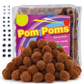 Veroave 150 Pieces Pom Poms, 1 Inch Brown Pom Poms for Crafts, Fuzzy Puff Balls for DIY Art Creative Crafts Decorations, Crafts Pom Poms Balls for Valentine's Day,Christmas