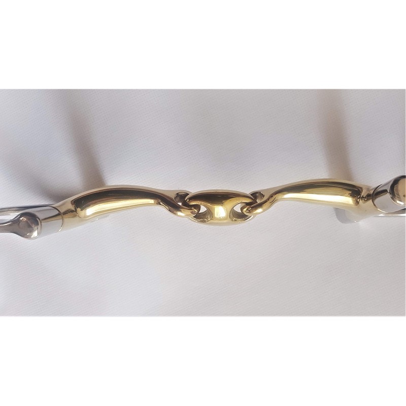 S-Products EQUESTRIAN D-RING CURVED MOUTHPIECE DOUBLE JOINTED LOZENGE HORSE SNAFFLE