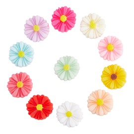 Airssory 200 Pieces Random Colors Flat Back Resin Fake Daisy Flowers No Hole Charms for DIY Decoration Hair Accessories Hair Accessories Hairpin Accessories - 13x4.5mm