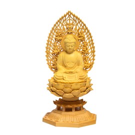 TheChanger Buddha Statue, Wood Carving, Figurine, TheChanger Buddhist Altar Statue, Pray for Evil Protection, Tsuge Tree, Flying Sky Horse, Octagonal Base (H x W x D): 6.7 x 3.3 x 3.3 inches (17 x 8.5 x 8.5 cm), Shakyamuni - 6.7 inches (17 cm)