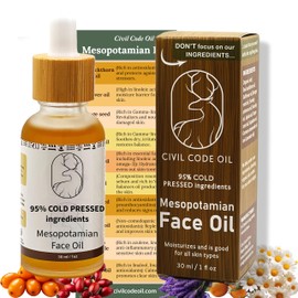 Mesopotamian Face oil for women, Cold-Pressed, Organic Anti Aging Facial Oil, Sea Buckthorn, Safflower, Borage Seed, Rosehip, Jojoba Oil, Squalane, Lavender Oil… 1oz.