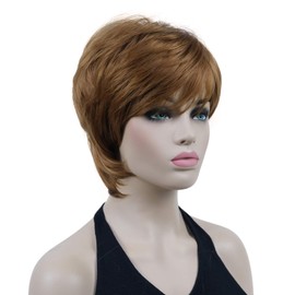Lydell 6" Short Straight Layered Hair Full Synthetic Wig (27 Strawberry Blonde)