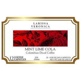 Mint Lime Cola Colombian Decaf Coffee (Single Serve K-Cup Pods) (Gourmet, Naturally Flavored, Whole Coffee Beans) (12 pods, ZIN: 578044)