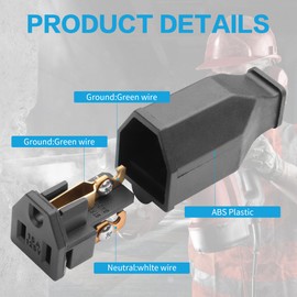 YAODHAOD NEMA 5-15R Electrical Replacement Plugs End,3 Prong Power Extension Cord Repair Replacement Ends,125V 15A 2Pole 3Wire Straight Blade Plug (2PCS) (Female)