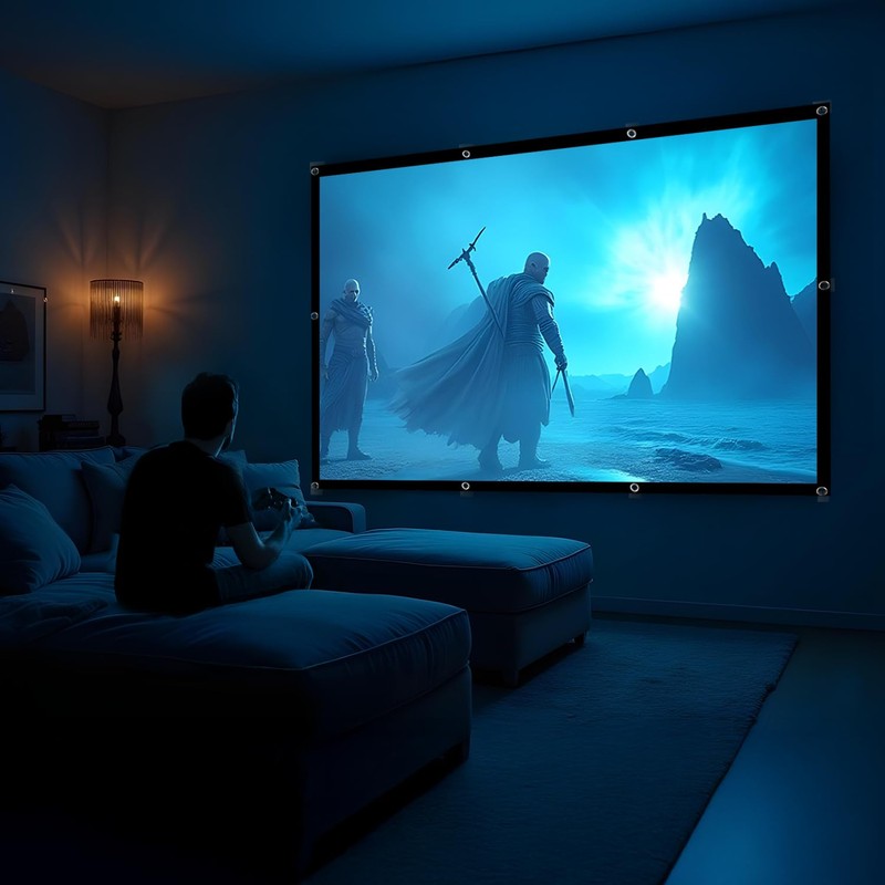 Maclean Portable Projection Screen - High-Quality Polyester Screen with 25