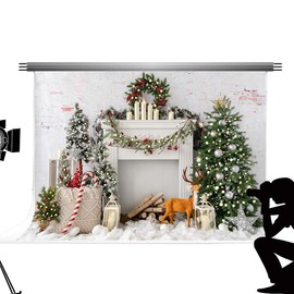 Kate Backdrops Christmas Backdrop White Brick Background Kids Portrait Photo Studio Booth Props 7x5ft/2.2x1.5m