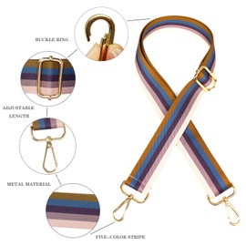 WENSIDUO 1.97" Wide Purse Strap, Adjustable Handbag Strap Replacement, Five-color Stripe
