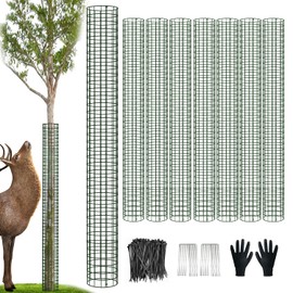 chicarry 48" Metal Tree Trunk Protector, 8 Pack Mesh Tree Guards Tree Protectors with Zip Ties, Stakes, ExpandableTree Trunk Protector Guard, Tree Protectors from Deer, Mower, Animals(48",8 Pack)
