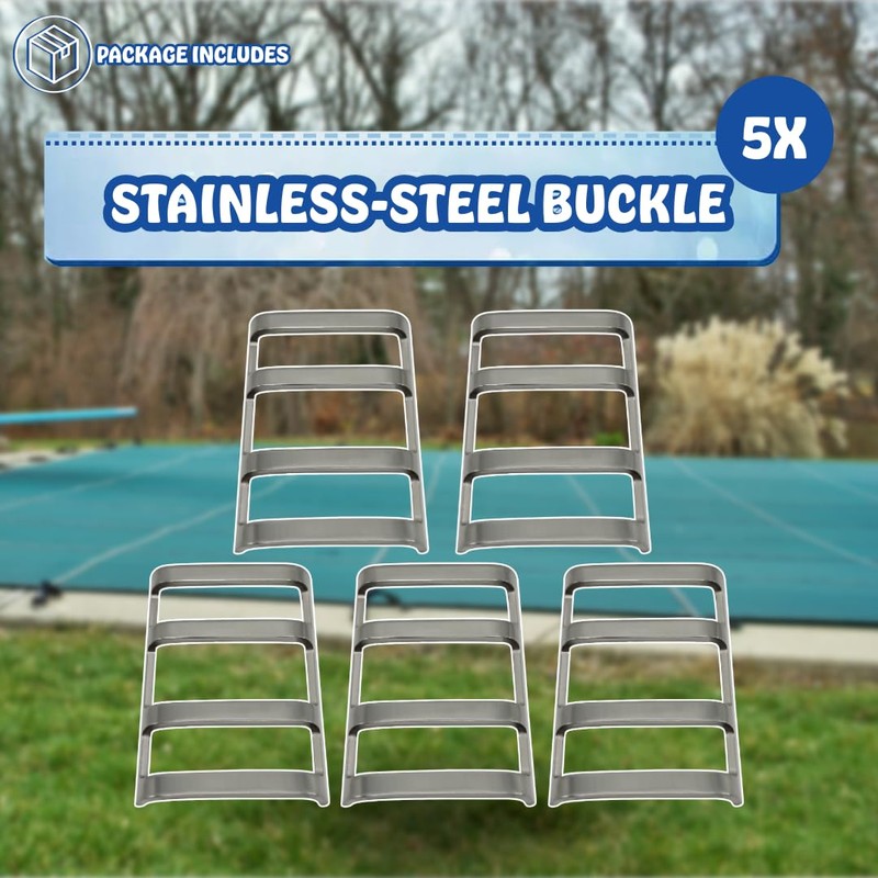 Poolzilla Outdoor Stainless Steel Bar Buckle for Safety Cover Installation-