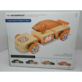 Automoblox Ultimate Series Chaser Racer 2-in-1 Police Cruiser Racecar Solid Wood