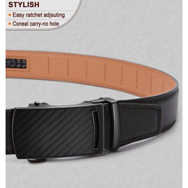 Belt Men,KEMISANT Sliding Ratchet Belt Genuine Leather For Mens Dress Pants Oxfords,Size Adjustable