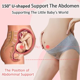 Hornice Maternity Panties for Women Low Waist V Shape Bikini Cotton Maternity Panties Smile Print Breathable Stretch Panties - Pack of 5, multicolored 1-pack 5