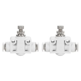 sourcing map 2pcs PSA-1/4 Air Flow Control Valve Push to Connect Fitting 1/4" OD x 1/4" OD in-Line Speed Controller Union Straight for Semi Truck Trailers Air Brake System, White