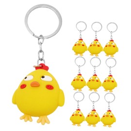 Healeved 10 pcs Mini Yellow Chick Keychain Cute Cartoon Keychains for Bags Purses Car Keys Durable Chick Pendant Accessories present for Adults