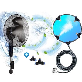 H&G lifestyles 13FT Fan Mister Kit, Outdoor Mister System, Fan Misters for Outside Patio with 6pcs Brass Nozzles 3/4" Garden Hose Adapter,Greenhouse Misting System