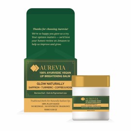 Aurevia 100% Vegan Ayurvedic Lip Brightening Balm – Natural Lip Lightening Treatment for Dark & Smokers’ Lips – Hydrating, Non-Toxic Lip Repair for Men & Women – Clean Beauty Formula