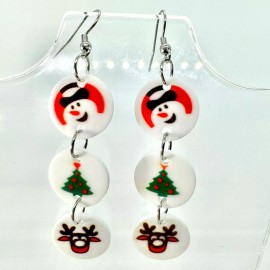 Handmade Christmas Cookie Earrings - Holiday Earrings - Christmas Accessories - Snow Man