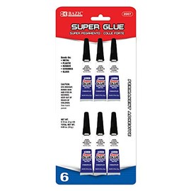 BAZIC Super Glue 3g/0.10 Oz, Small Tube Clear Adhesive Fluid Liquid Bonding for Office & (6/Pack), 144-Packs