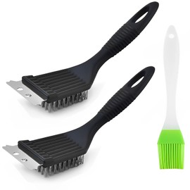 Cepillo de Parrilla para Barbacoa, Cepillo de Parrilla y rascador para Parrilla al Aire Libre, Accesorios de Barbacoa de Acero Inoxidable, Accesorios para Barbacoa, 2 cepillos de Limpieza para