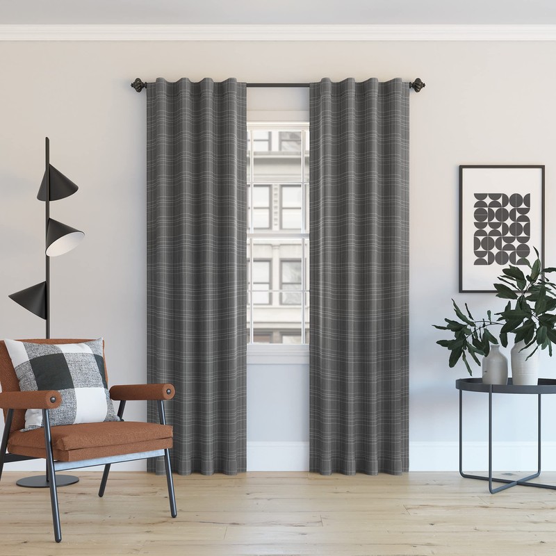Sun Zero Crestwood Woven Plaid Thermal Total Blackout Back Tab