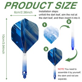 KASESSS 12 PCS 2-In-1 Integrated Dart Flights, Highly Quality Dart Flights and Stems All in One, Dart Flight and Shaft System Stable, Fusion Dart Flights Red/Blue, Integrated Dart Flights and Stems