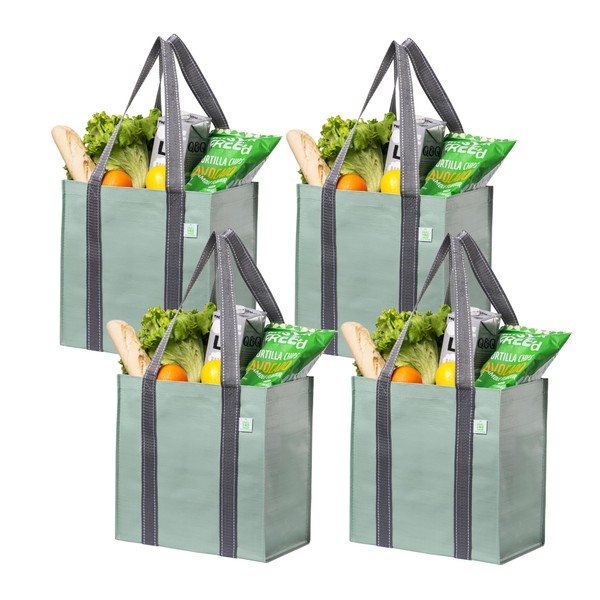 VENO 4 Pack Reusable Grocery Bags and Shopping Bags with