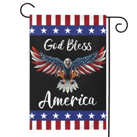 Cryfox God Bless America Patriotic Garden Flag 12 x 18 Inch 4th of July Eagle Garden Flags America Flag Double Sided Independence Day Memorial Day Yard Flags for Holiday Outside Decor