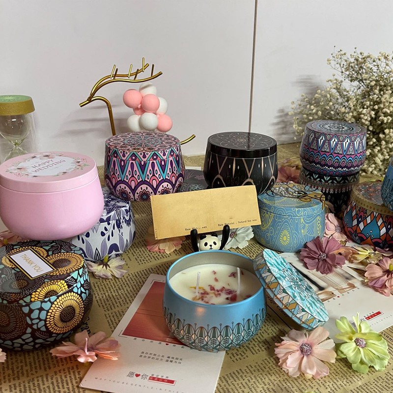 Scented Candles Set with Rose Lavender Lemon Cocoa Scents Portable